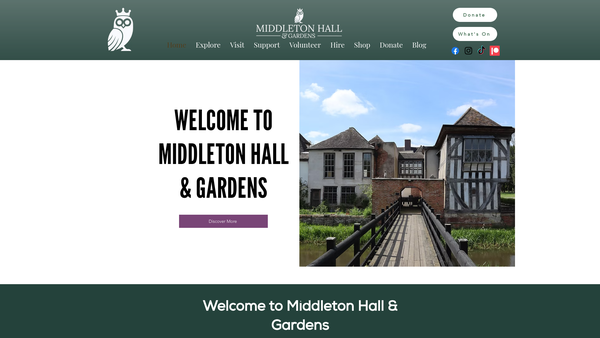 Screenshot of the Middleton Hall Trust website