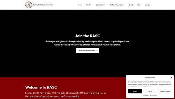 Screenshot of the Royal Agricultural Society Of The Commonwealth website