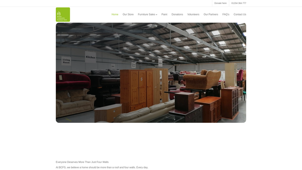 Screenshot of the Bolton Community Furniture Store Limited website