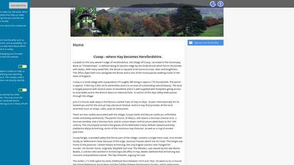 Screenshot of the Cusop Village Hall website