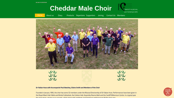 Screenshot of the Cheddar Male Choir website