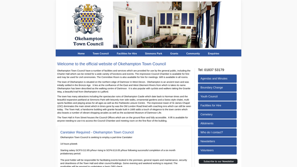 Screenshot of the Simmons Park website