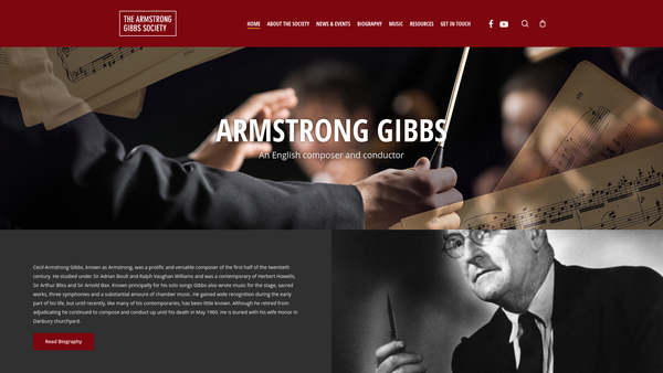 Screenshot of the The Armstrong Gibbs Society website