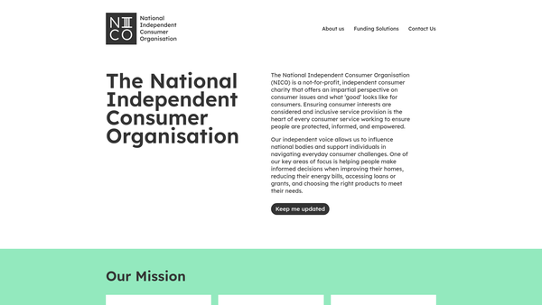 Screenshot of the National Independent Consumer Organisation website