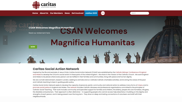 Screenshot of the Caritas Social Action website