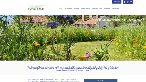 Screenshot of the The Gardens Of Easton Lodge Preservation Trust website