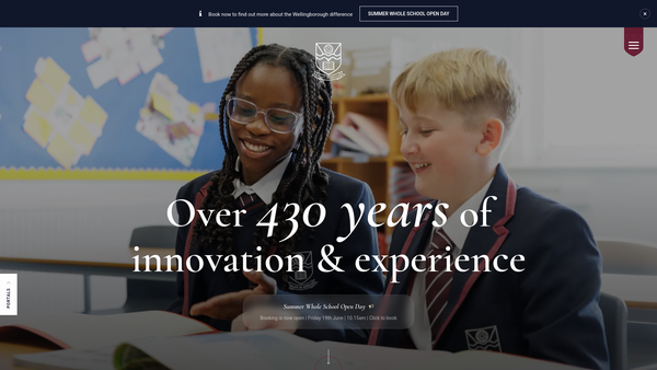 Screenshot of the Wellingborough School website