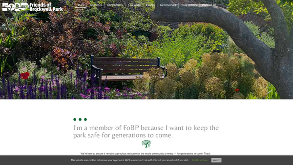 Screenshot of the Friends Of Brockwell Park website