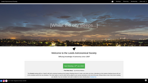 Screenshot of the Leeds Astronomical Society website