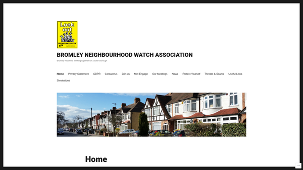 Screenshot of the London Borough Of Bromley Neighbourhood Watch Association website