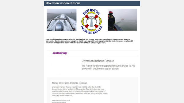 Screenshot of the Ulverston Inshore Rescue website