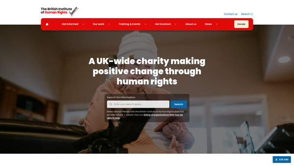 Screenshot of the The British Institute Of Human Rights website