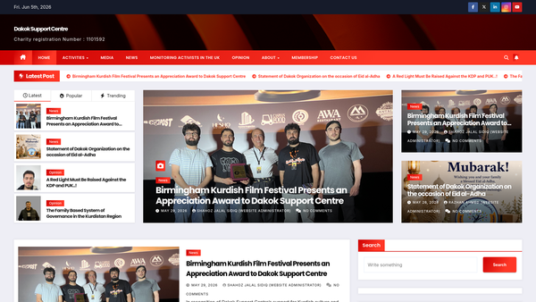 Screenshot of the Dakok Support Centre website