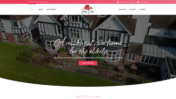 Screenshot of the Job's Close Residential Home For The Elderly website
