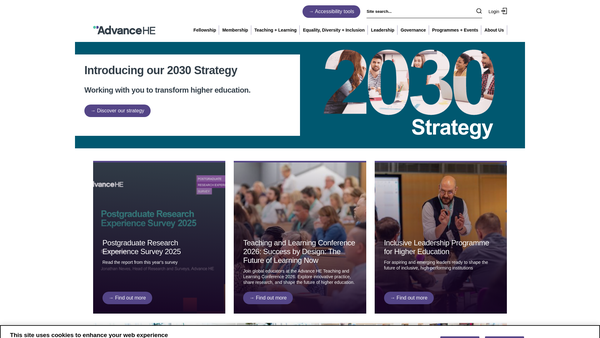 Screenshot of the Advance He website