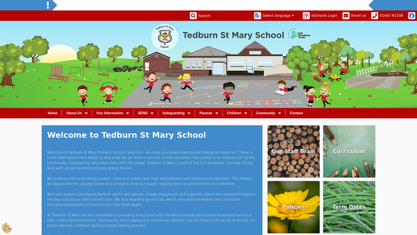 Screenshot of the Friends Of Tedburn St Mary School website