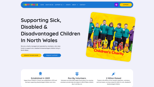 Screenshot of the Happy Faces website