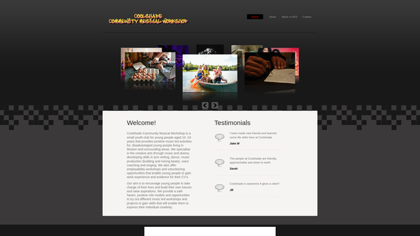 Screenshot of the Coolshade Community Musical Workshop/coolshade Community Group website