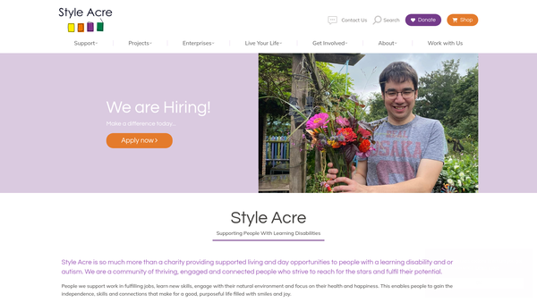 Screenshot of the Style Acre website