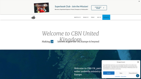 Screenshot of the Christian Broadcasting Network (UK) website