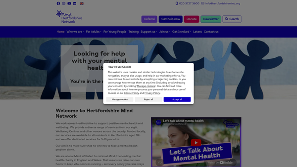 Screenshot of the Mind In Mid Herts website