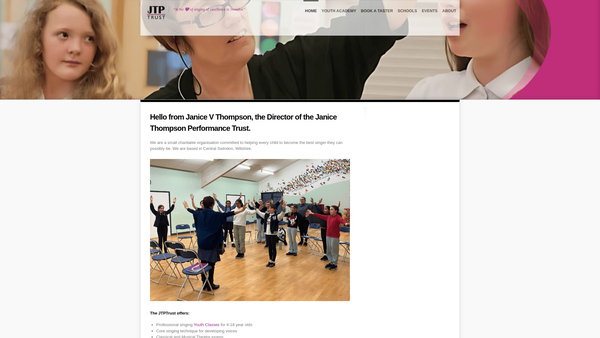 Screenshot of the Janice Thompson Performance Trust website