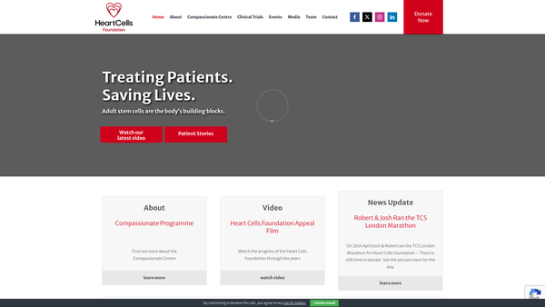 Screenshot of the Heart Cells Foundation website