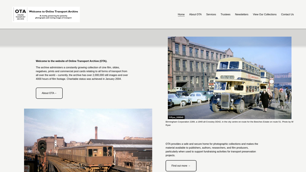 Screenshot of the Online Transport Archive website