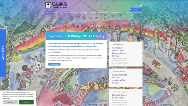 Screenshot of the St Philip's CE (A) Primary School PTA website