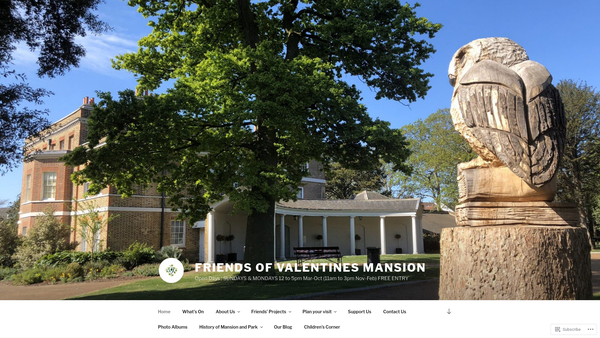 Screenshot of the Friends Of Valentines Mansion website
