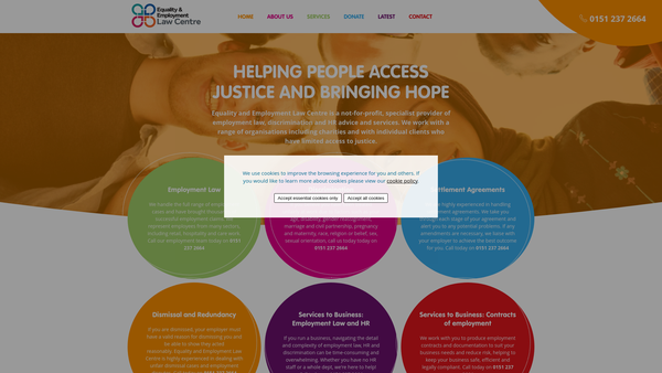 Screenshot of the Equality And Employment Law Centre website