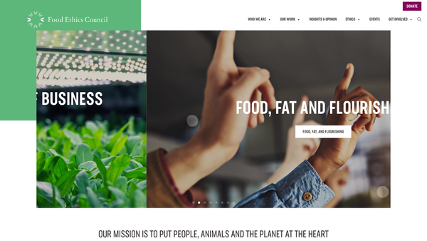 Screenshot of the The Food Ethics Council website