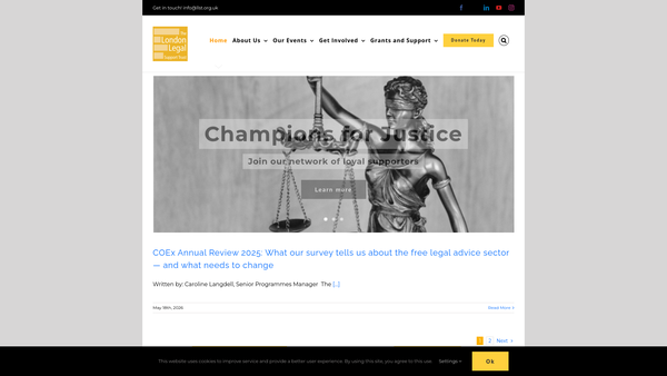 Screenshot of the London Legal Support Trust website