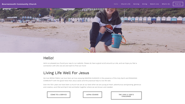 Screenshot of the Bournemouth Community Church website