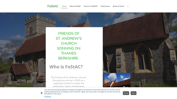 Screenshot of the Friends Of St Andrew's Church, Sonning website
