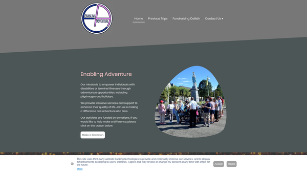 Screenshot of the Enabling Adventure website