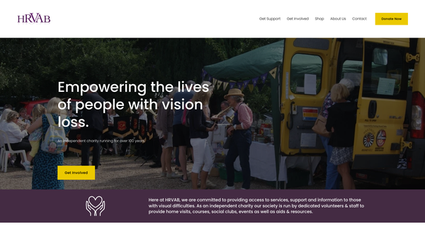 Screenshot of the Hastings And Rother Voluntary Association For The Blind website