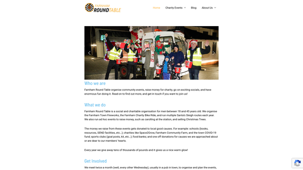 Screenshot of the Farnham Round Table Charitable Trust Fund website