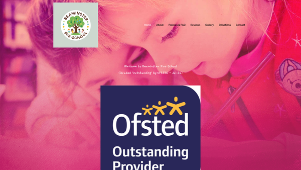 Screenshot of the Beaminster Preschool Limited website