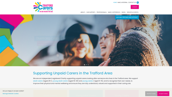 Screenshot of the Trafford Carers Centre website