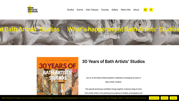 Screenshot of the Bath Artists' Studios Limited website