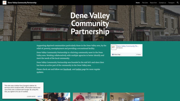 Screenshot of the Dene Valley Community Partnership website
