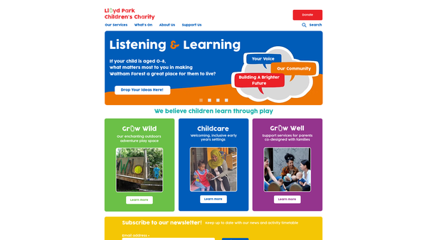 Screenshot of the The Lloyd Park Children's Charity website