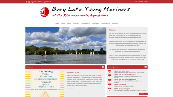 Screenshot of the Bury Lake Young Mariners Limited website