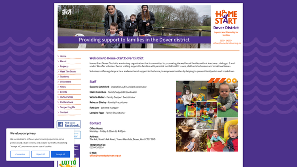 Screenshot of the Home-Start Dover District website
