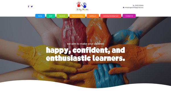 Screenshot of the Sticky Fingers Pre-School website
