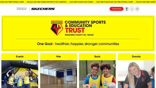 Screenshot of the Watford Fc's Community Sports & Education Trust website