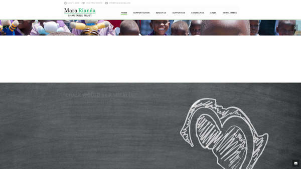 Screenshot of the The Mara Rianda Charitable Trust website