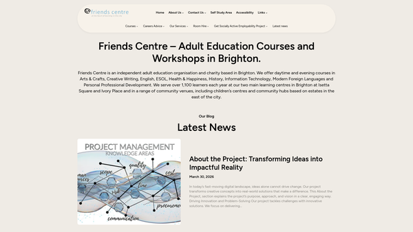 Screenshot of the Friends Centre website