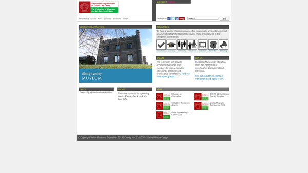 Screenshot of the The Federation Of Museums And Art Galleries Of Wales website